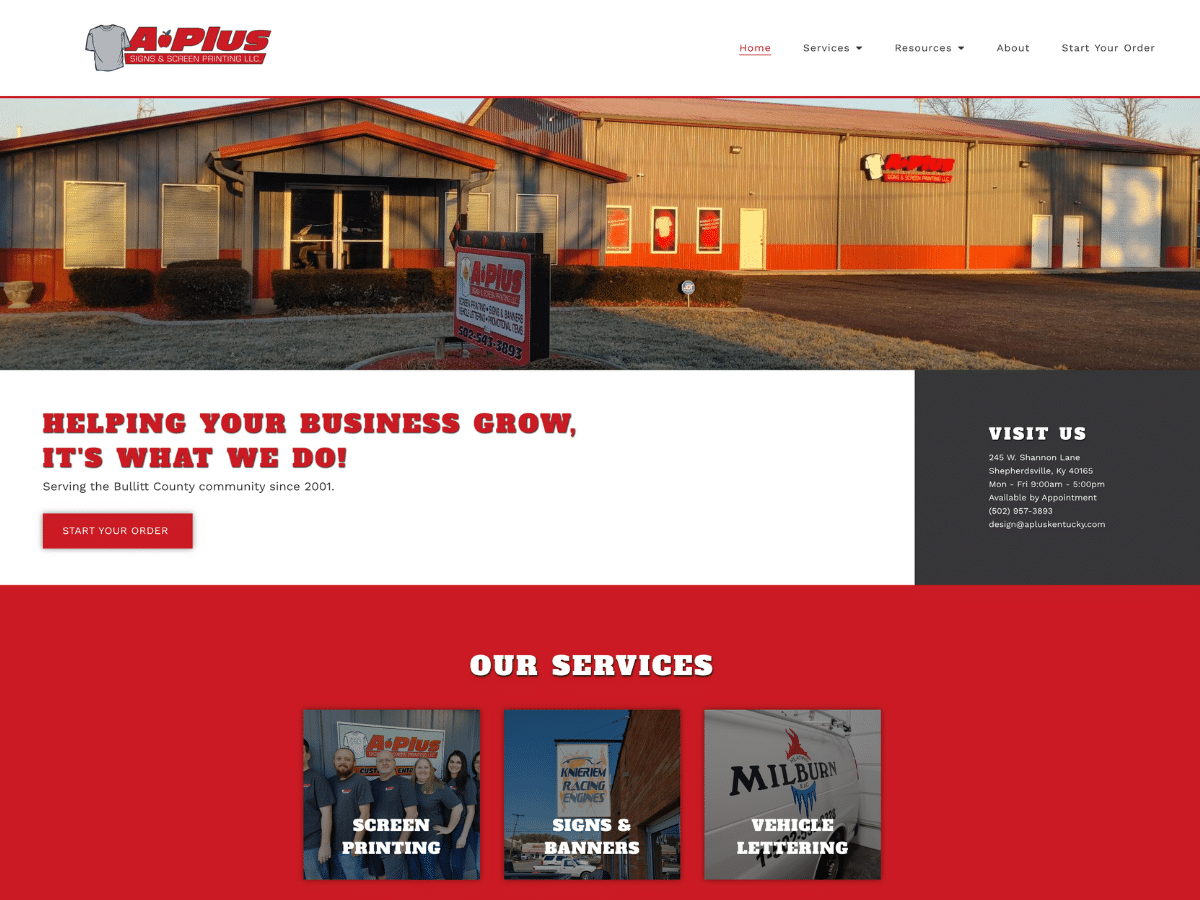 A Plus Signs and Screen Printing Home Page